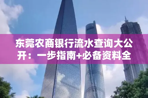 东莞农商银行流水查询大公开:一步指南+必备资料全解读